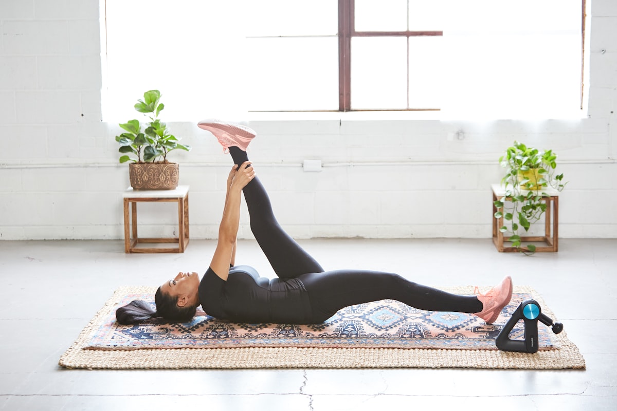 Hamstring stretching pose demonstration